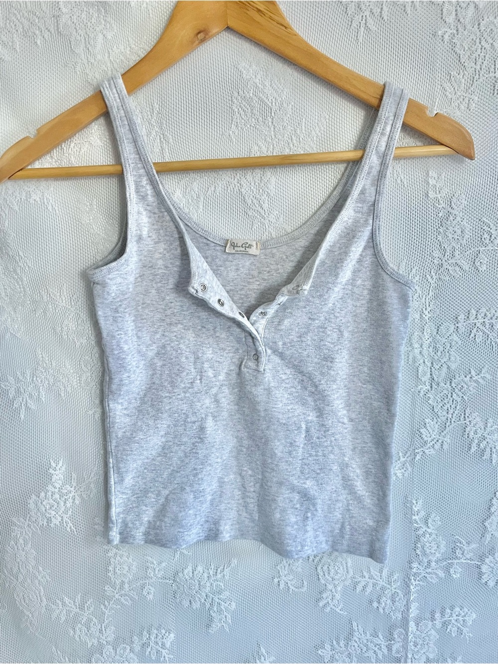Brandy Melville henley tank top cami in light gray